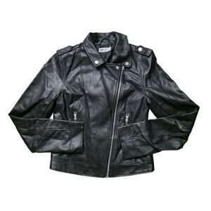 H&M Biker Jacket Women’s Size 18 Black Faux Leather Moto